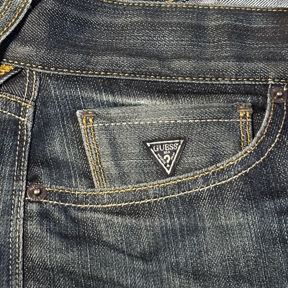 Guess Vintage Bootcut Button Fly Jeans Mid Rise Distressed Blue Denim 33x30 - Picture 13 of 16